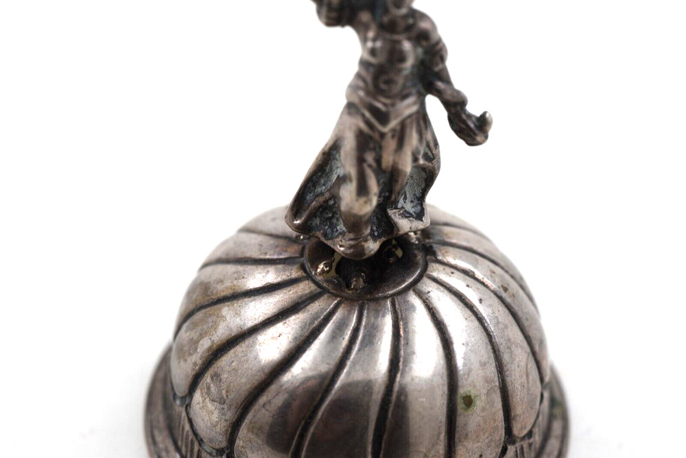 800 Silver Antique Dinner Bell Germany Figural Handle