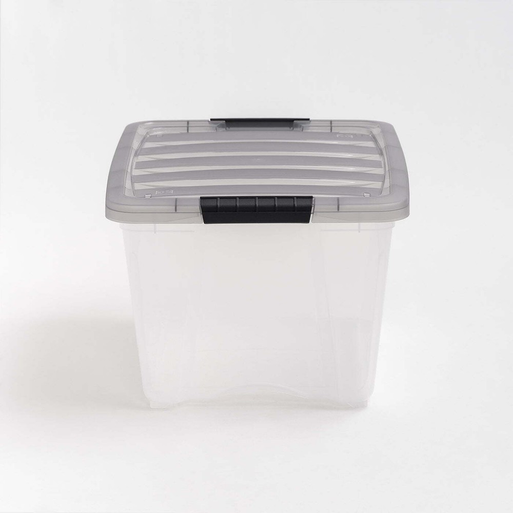 32 Qt. Plastic Storage Bin with Lid, Stackable Storage Containers, Tote