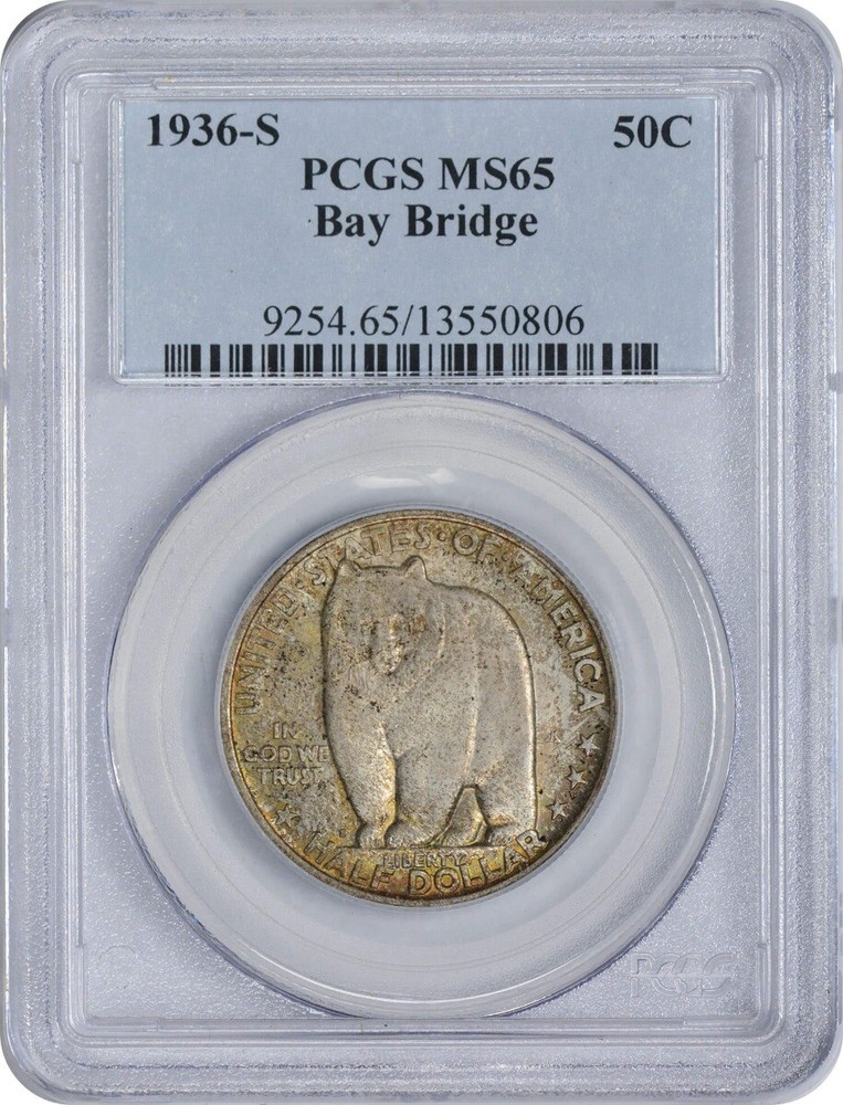 1936-S Bay Bridge Commemorative Toned Half MS65 PCGS Mint State 65