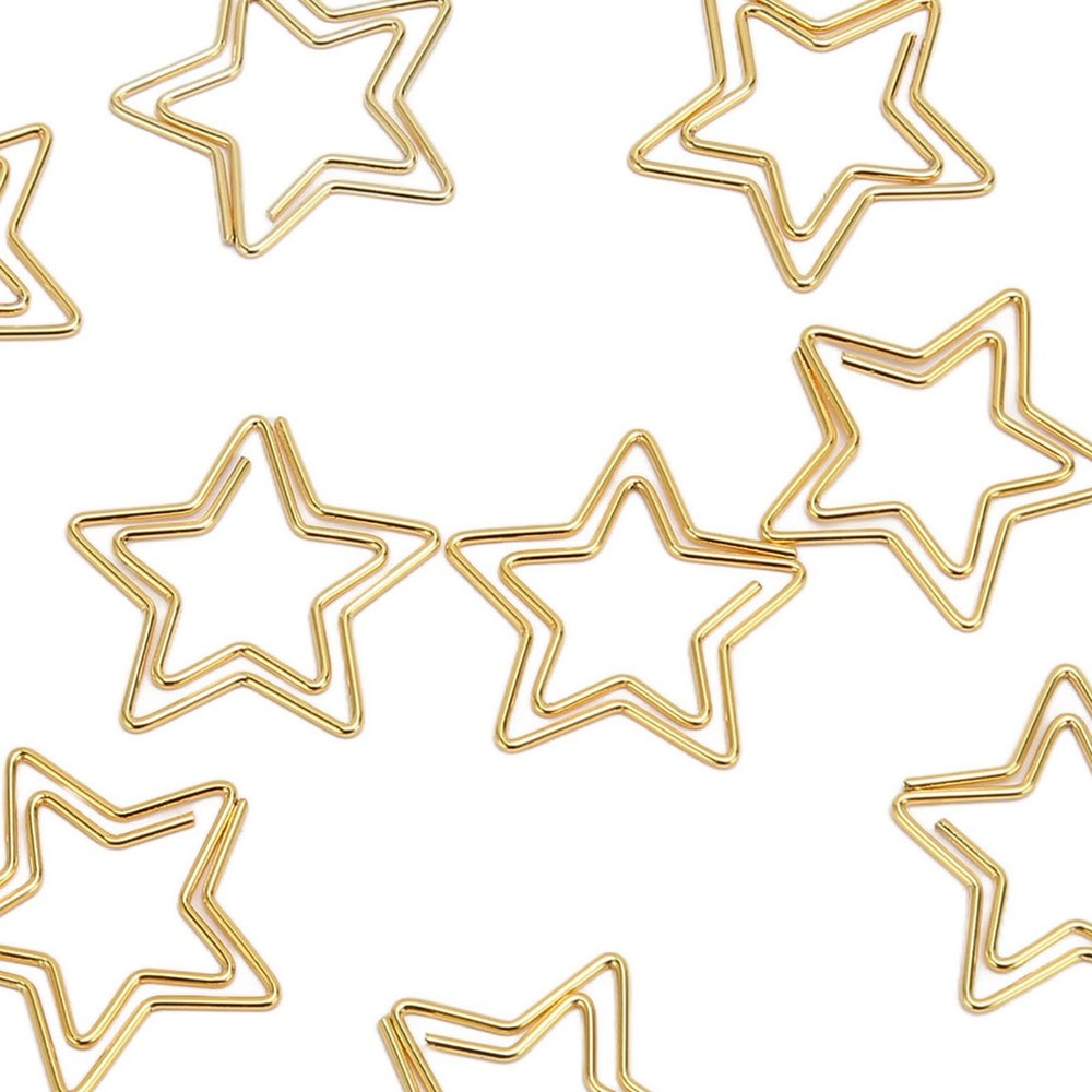 100pcs Star Paper Clips Skid Resistance Plating Process Rust Resistant Cute
