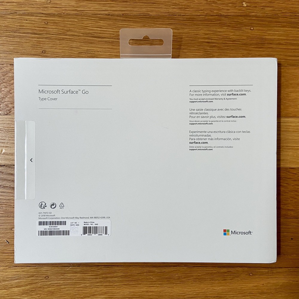 Microsoft Surgace Go Type Cover Keyboard EMPTY BOX ONLY