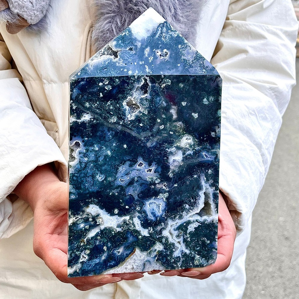 3.63LB Water grass agate wide column obelisk sample column