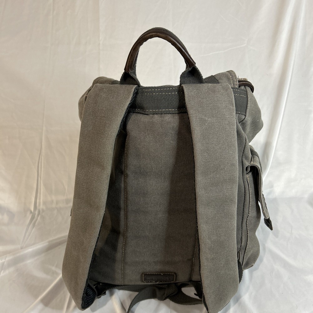 Cargoit Gray Canvas Backpack Magnetic Closures Pockets Straps and A Deep Inside