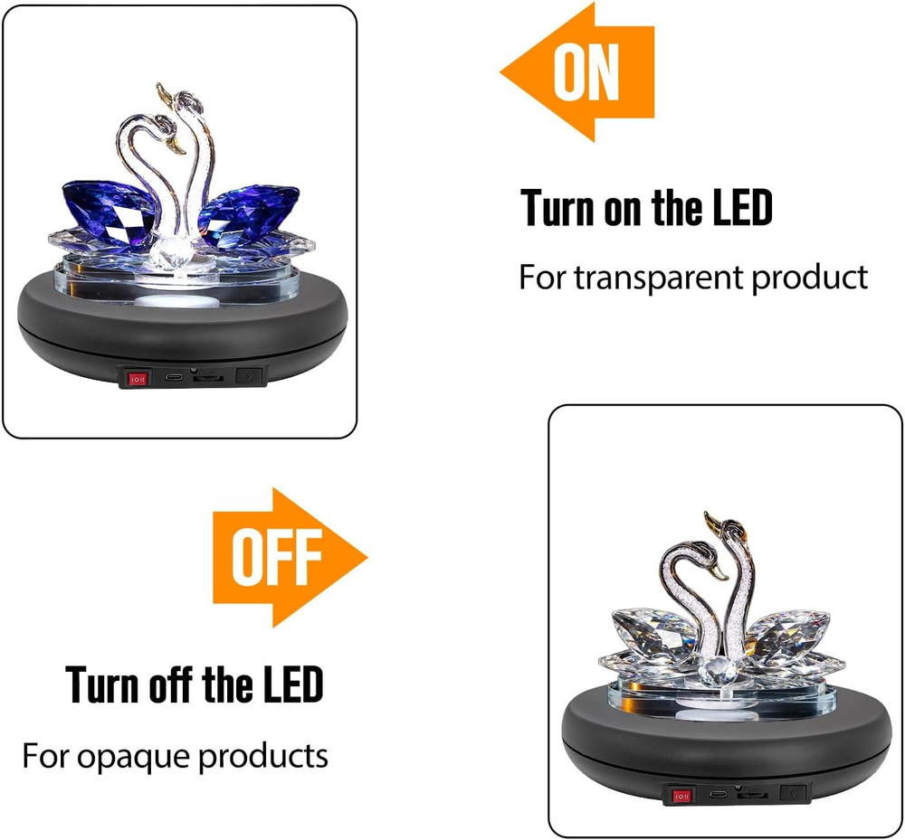 Multicolor LED Light Motorized Rotating Display Stand , 10 Inch /55Lbs Load, 360