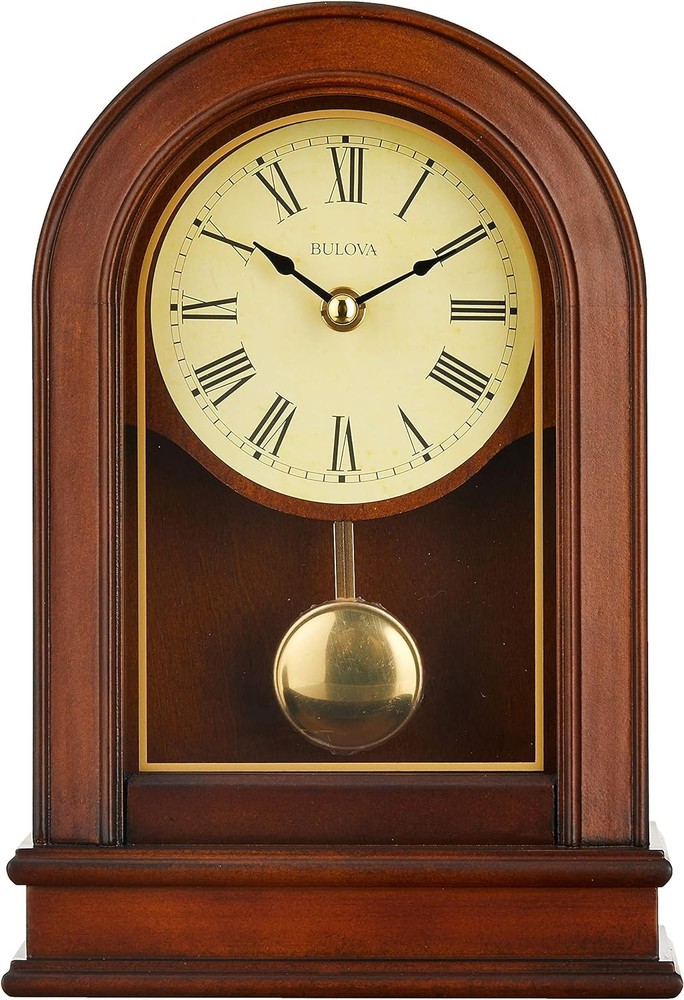 Classic Hardwick Walnut Mantel Clock with Large Analog Display - Home Essential