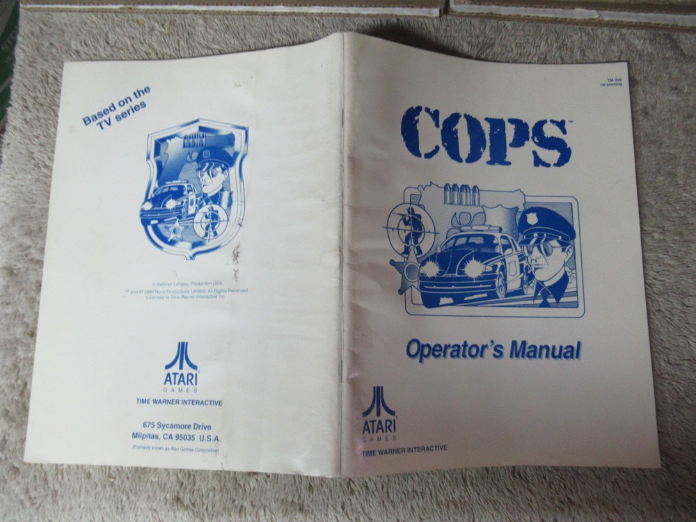 COPS ATARI LASER DISC GAME    original arcade video game manual