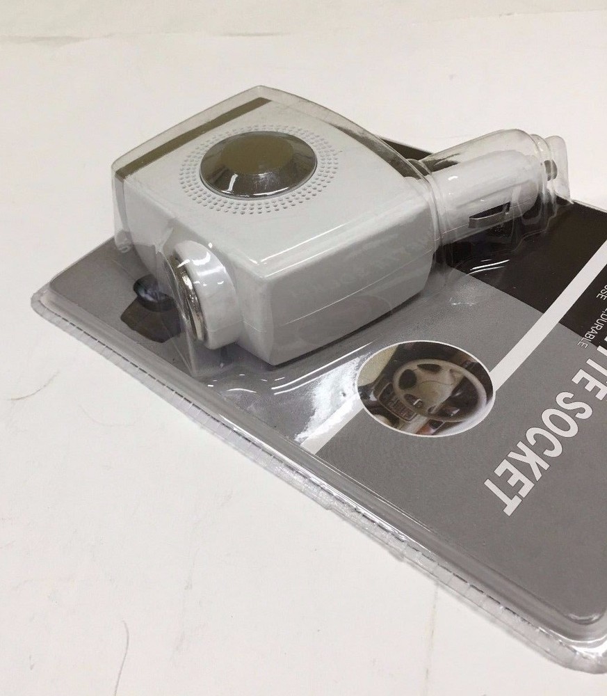 WHITE Y-TYPE 3-WAY LED CAR CIGARETTE LIGHTER SOCKET SPLITTER CHARGE ADAPTER