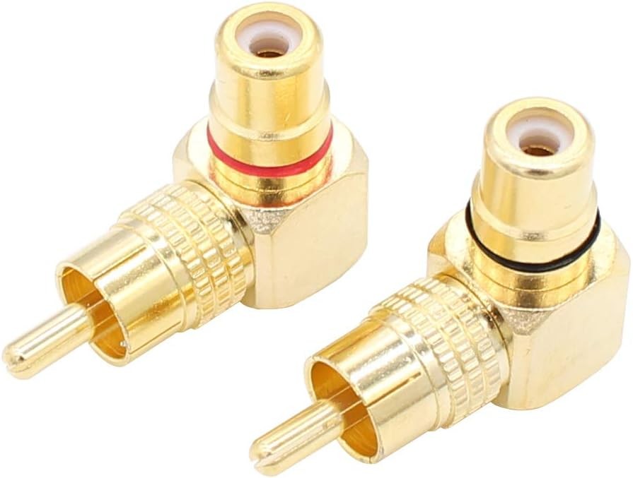 RCA Right Angle Adapter Gold-Plated 2-Pack 90 Degree Plug