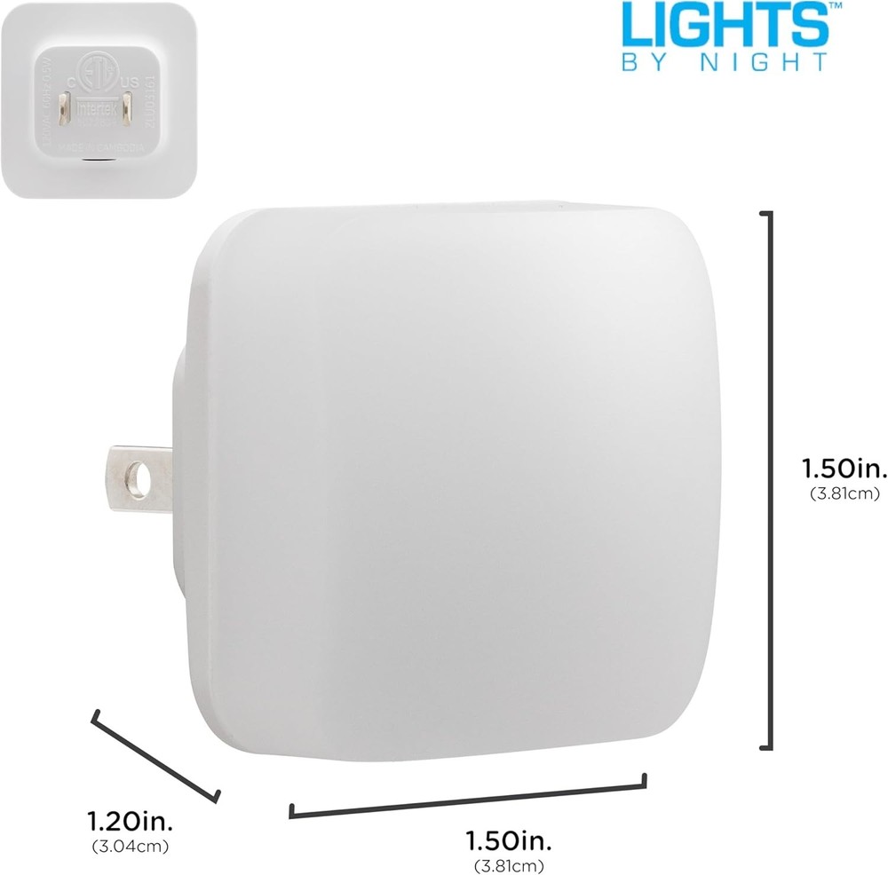 Lights by Night Mini Square LED Night Lights Plug Into Wall, 1Pack,4Pack,6 Pack,