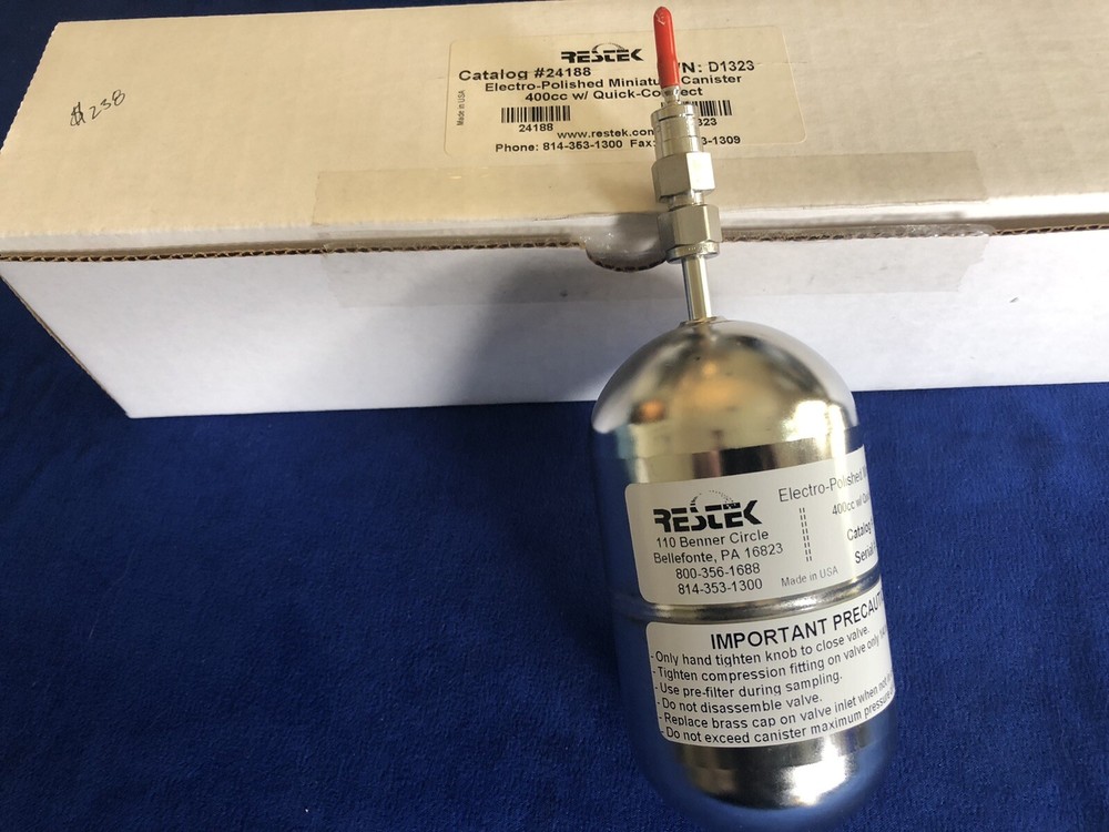 Restek 24188 Electro Polished Mini Air Sampling Canister W/ Quick Connect Stem