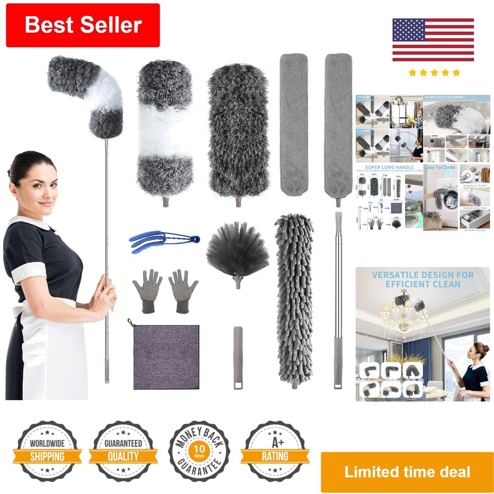 Microfiber Feather Duster with Extension Pole - Reusable & Washable - 12PCS Set