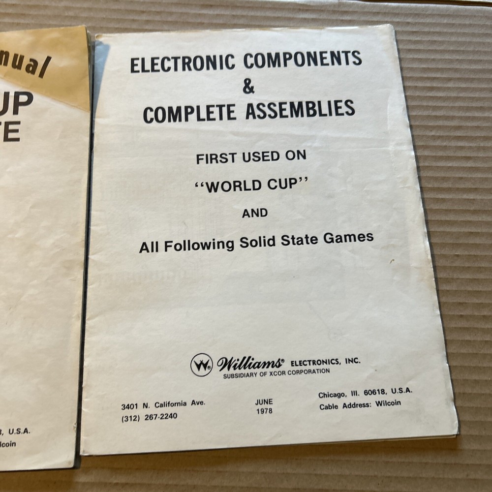 Original Williams World Cup Solid-State Set Pinball manual