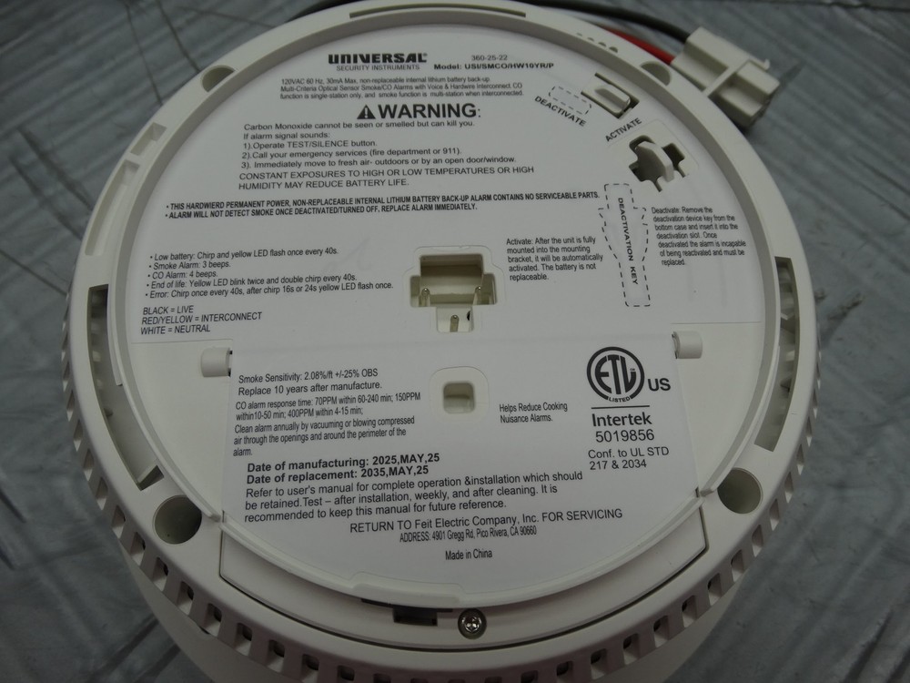 Universal Security Instruments Hardwired Smoke & Carbon Monoxide Detector