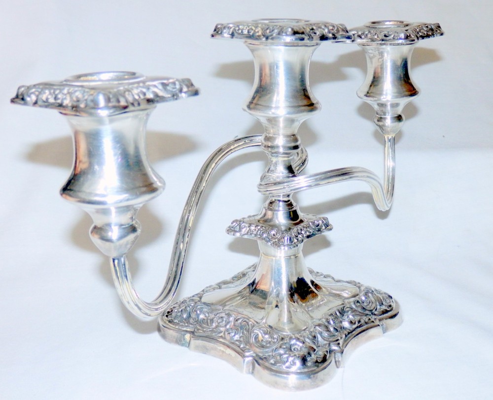 Three (3) Arm Silver Plate Candelabra - Very Nice!