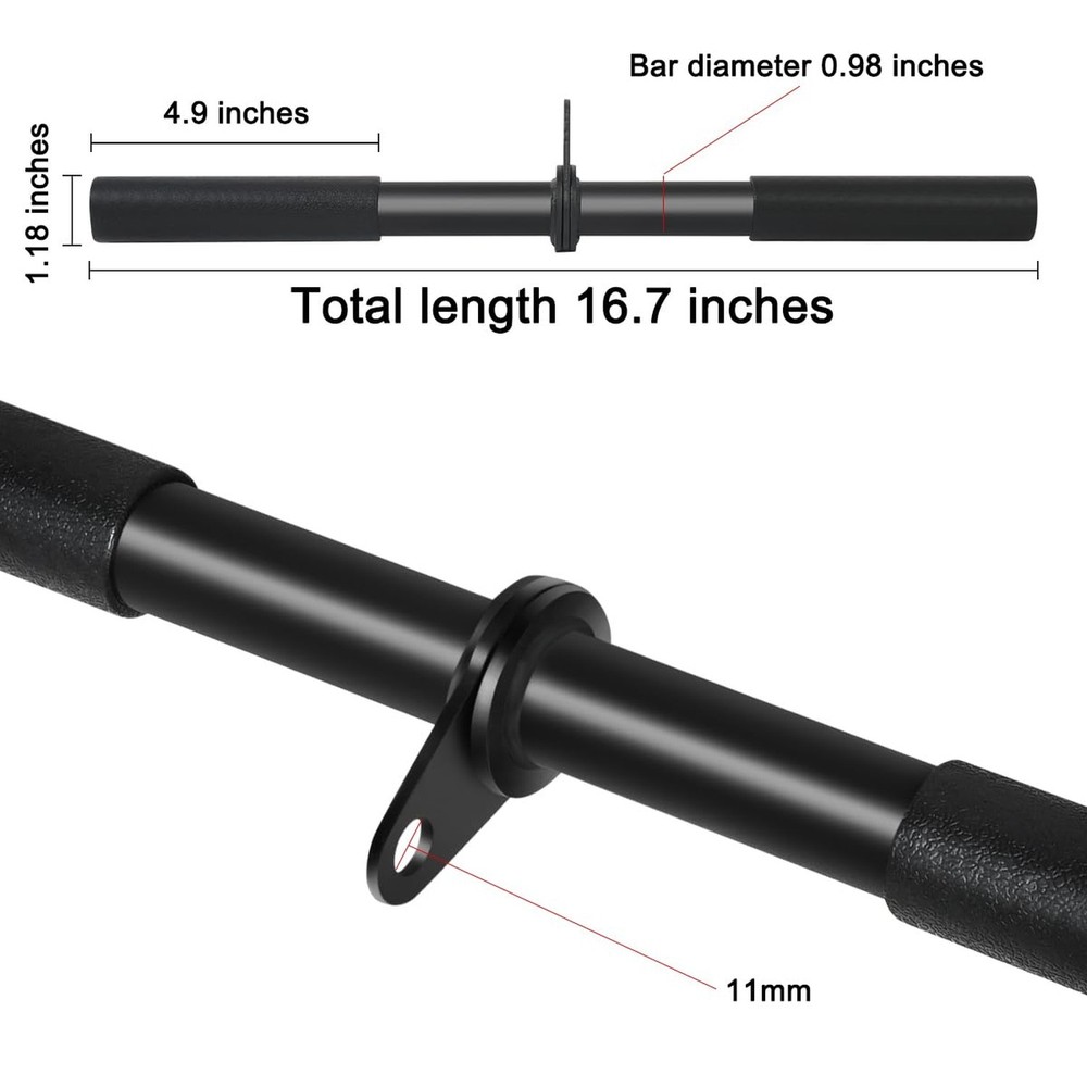 Pulldown Straight Bar Rotating Steel with Rubber Grips LAT Pull Down Handle f...