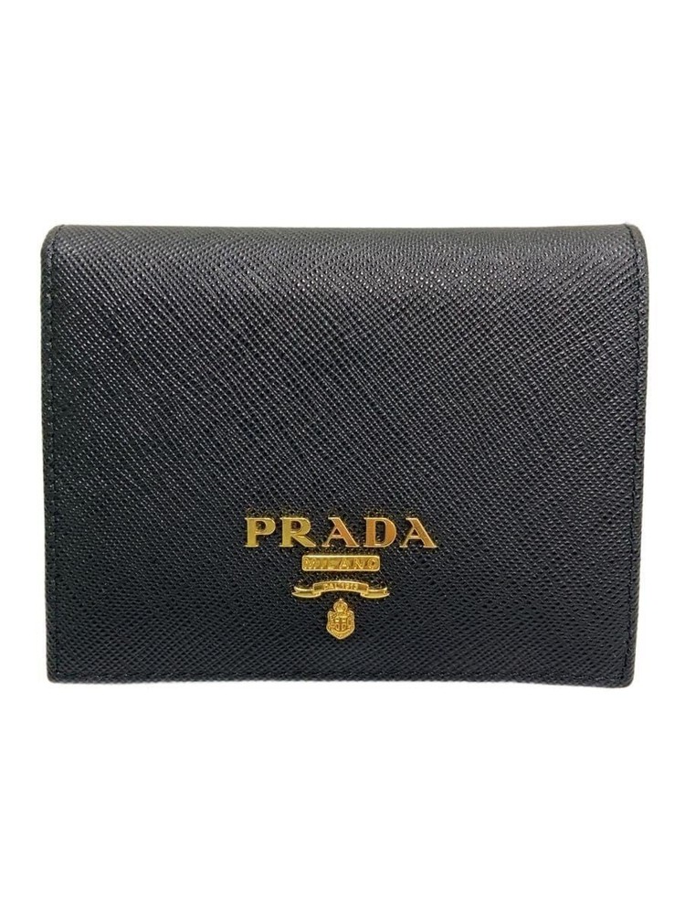 PRADA fold wallet bi-fold leather Black mens Used