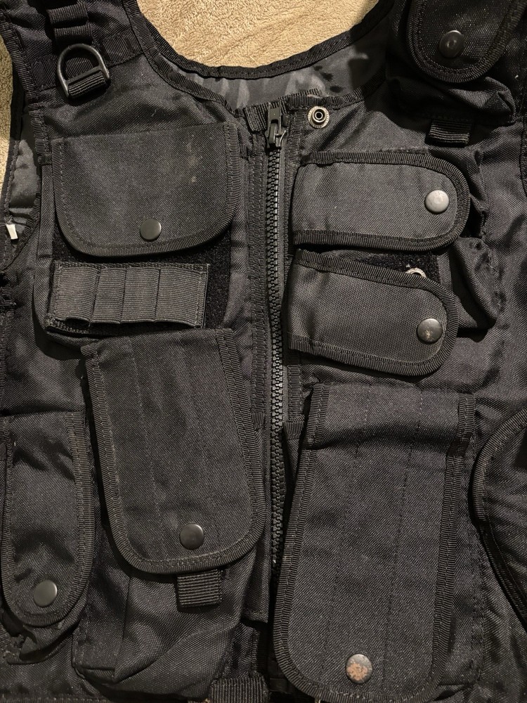 Tactical Multi Purpose Vest, Adjustable, Black Size Small-Large