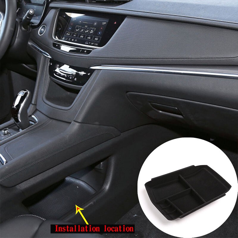 For Cadi*llac XT5 Black ABS Central Control Bottom Storage Box Suede $