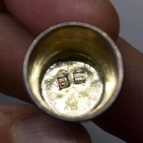 Antique Blue Head Sterling Silver Thimble Monogrammed
