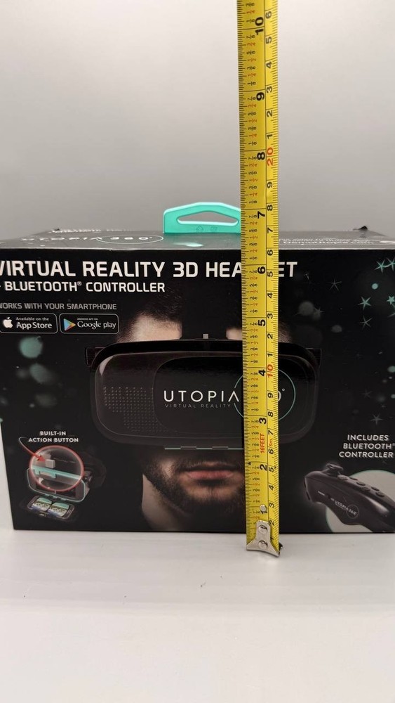 Utopia 360 Virtual Reality 3D Headset with Bluetooth Controller – New