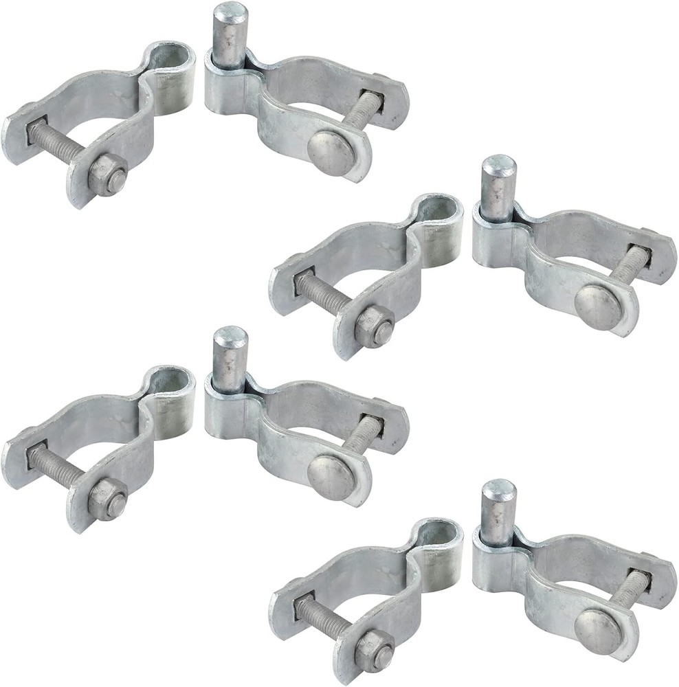 Chain Link Gate Post Hinges - 4 Pair Set, 220 lb Load Capacity, Silver Finish