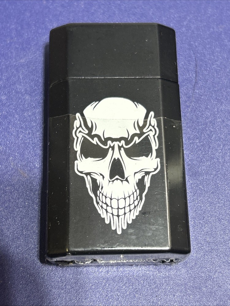 Zippo Ronson JetLite Black Skull Lighter NOS