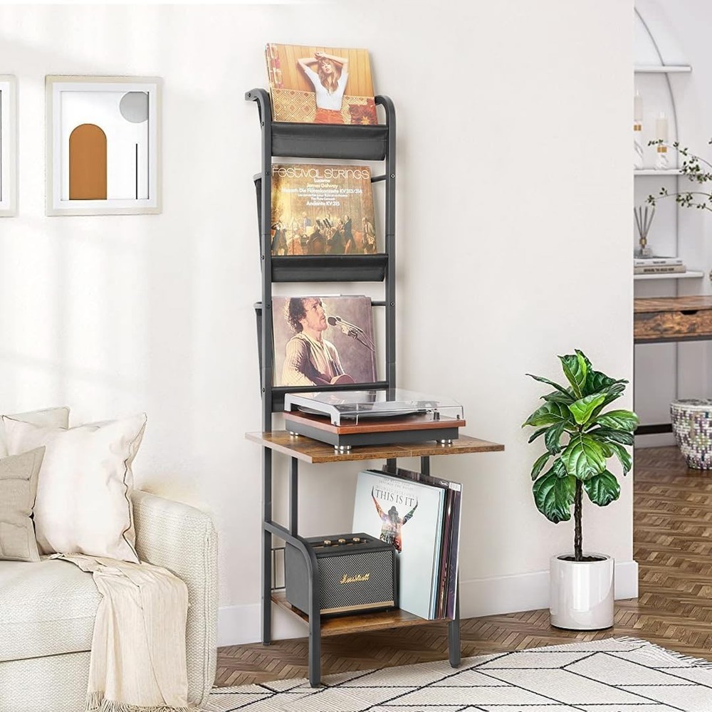 Record Player Stand with Vinyl Storage, Record Player Table with Vinyl Record...