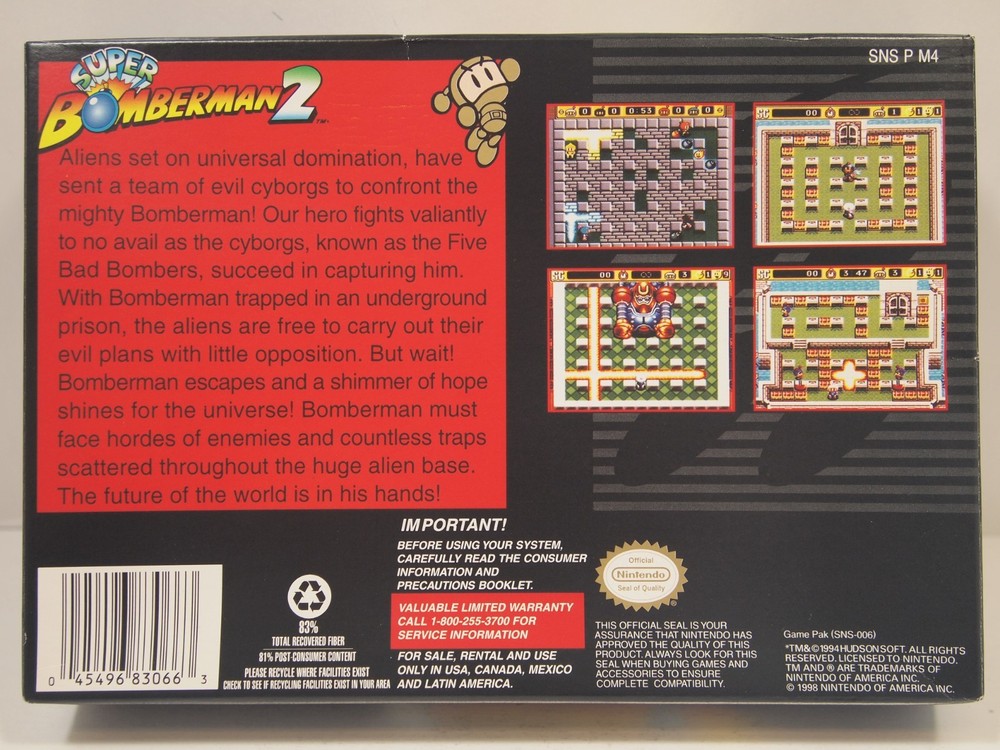 Super Bomberman 2 (Super Nintendo | SNES) Authentic BOX ONLY