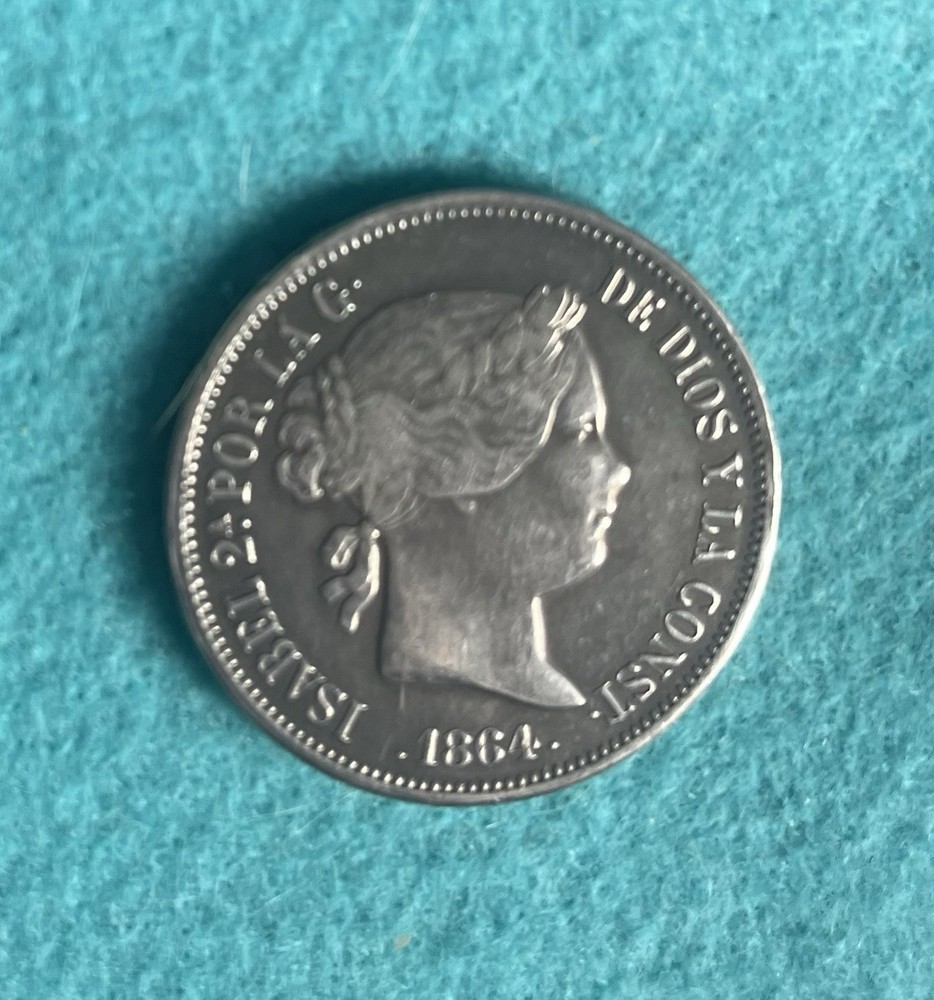 20 Reales 1864 Spanish Colonial Silver