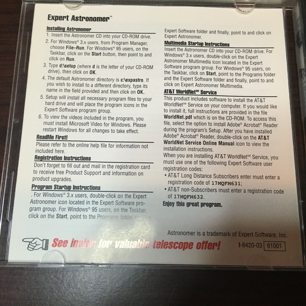 Expert Software Astronomer CD-ROM (Windows 3.1 and Windows 95)