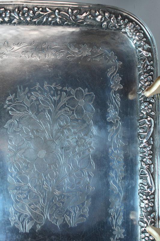 Antique Hand Crafted Repousse Silver Set.