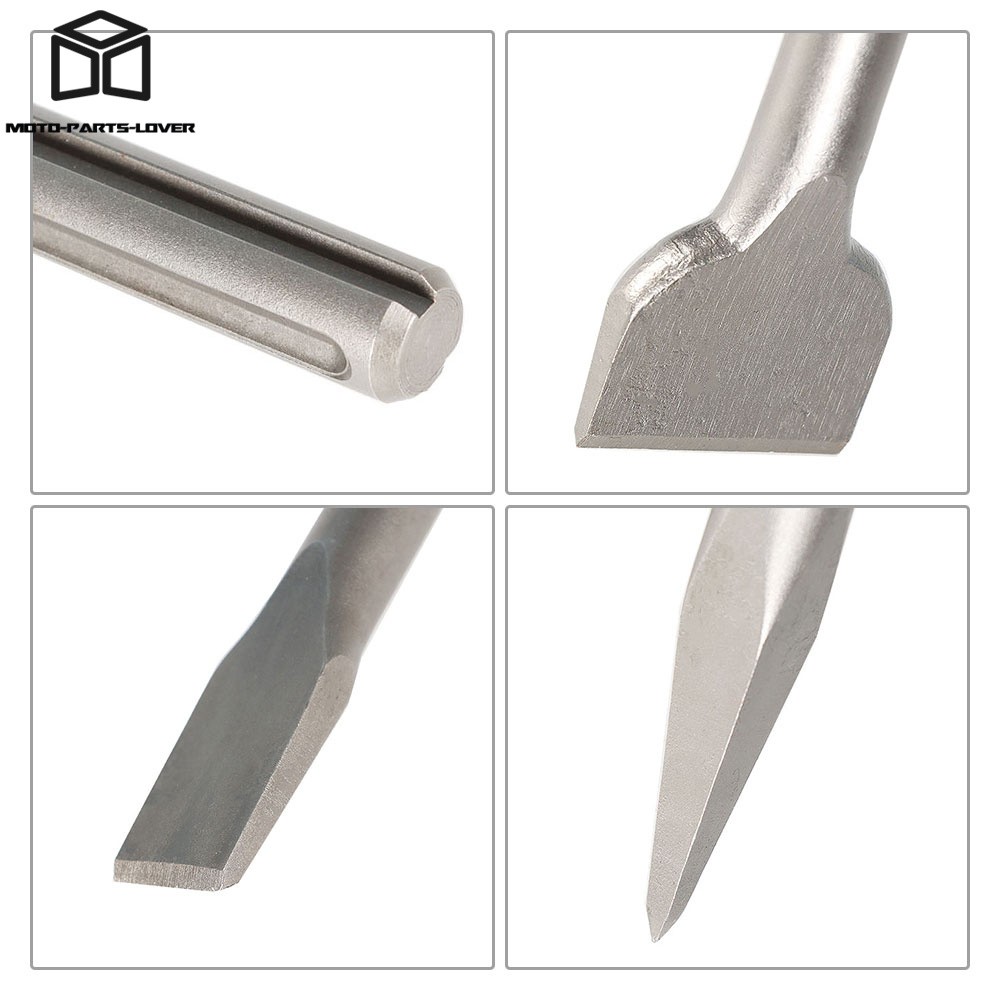 3 Pack SDS Max Bits Set Durable 16" Long-Point Chisel Scaling Chisel Flat Chisel
