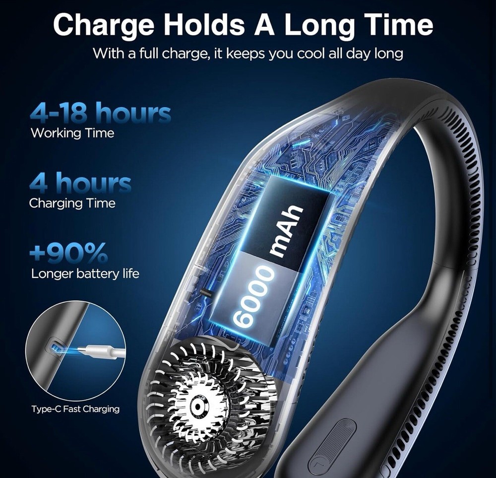 Hands-Free Neck Fan – Bladeless, Rechargeable Personal Cooling Device