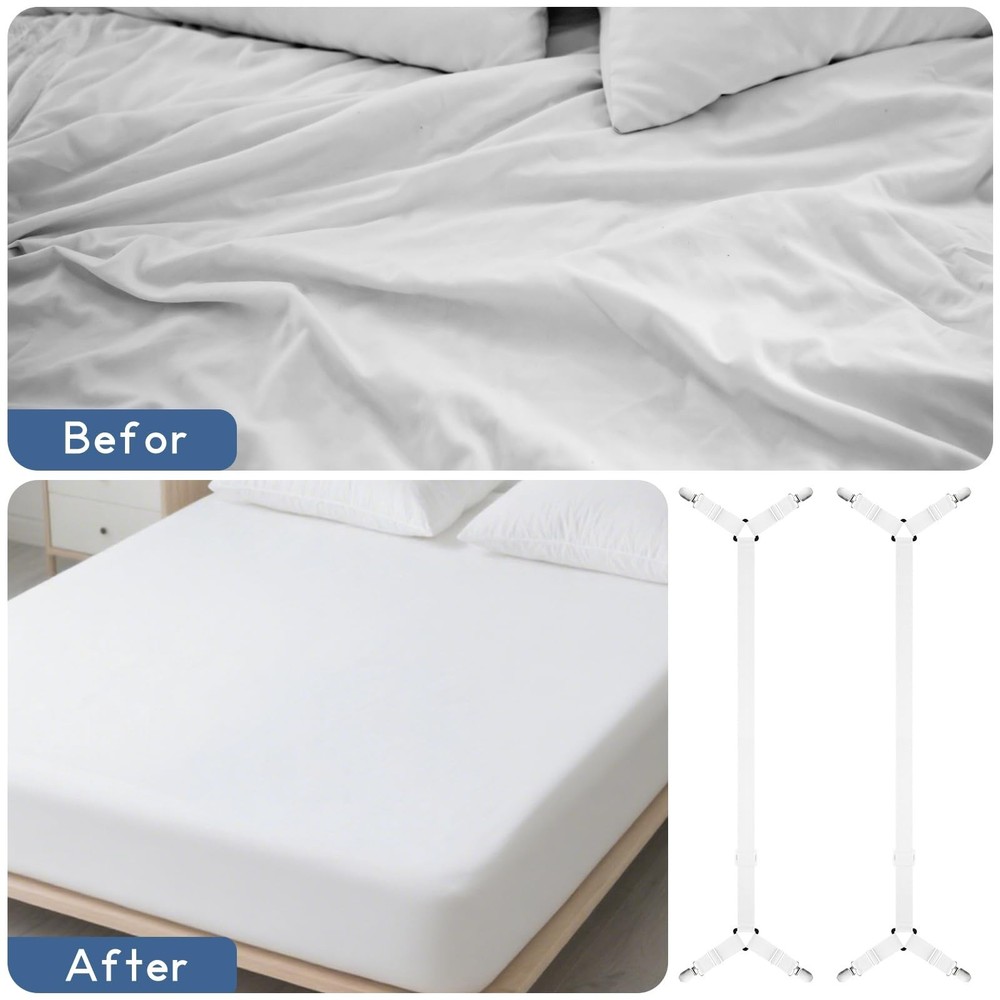 CHRORINE Bed Sheet Holder Straps Adjustable Sheet Fasteners Clips Keep Beddin...