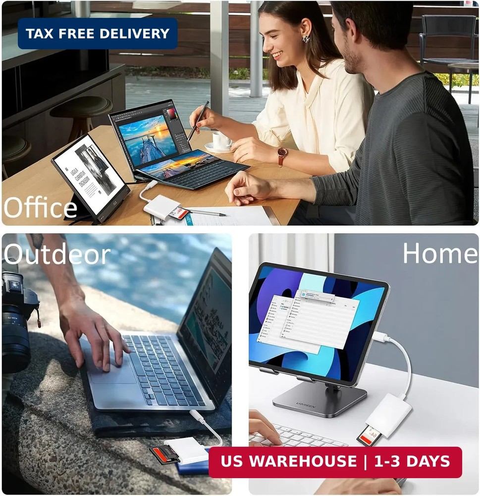 USB C SD Card Reader, Type C SD Card Reader, Supports SD and MicroSD Memory Card