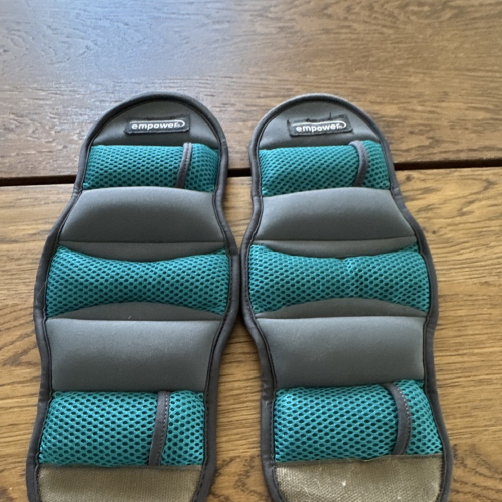 Empower 2.5 lb Adjustable Wrist & Ankle Weights Pair Gray/Teal Hook & Loop