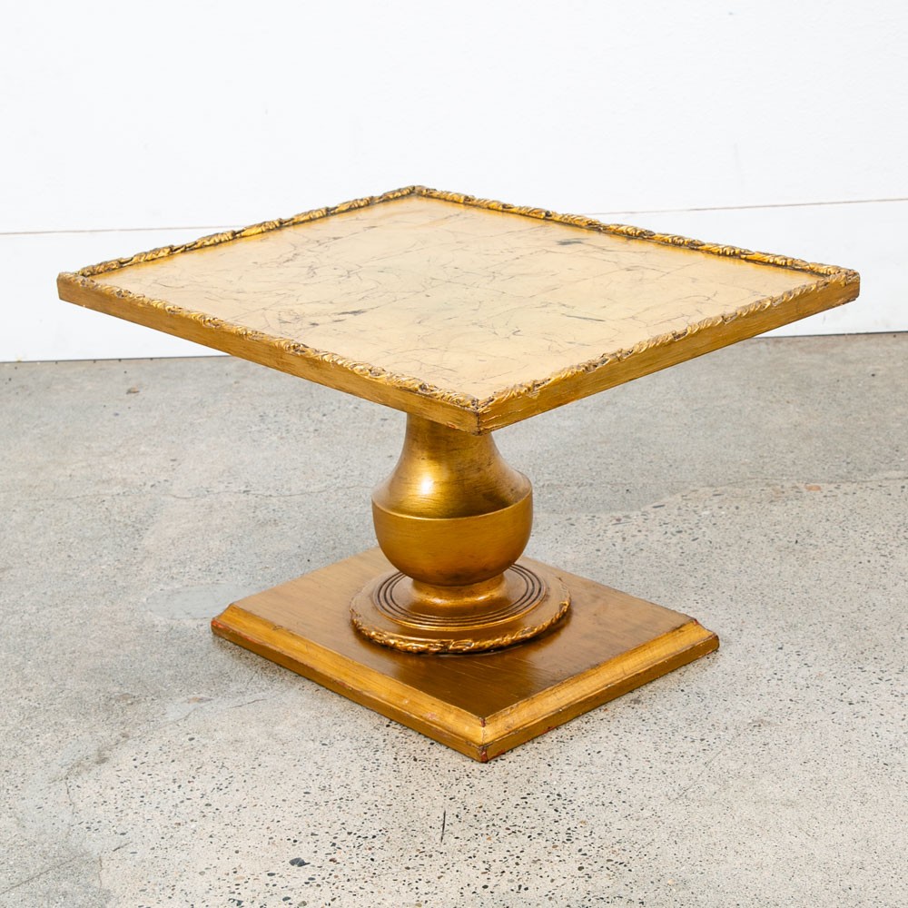 Mid Century Modern Side Table End Rectangular Hollywood Regency Gold 1970s 70s
