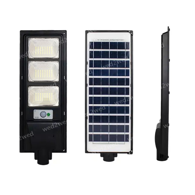 450W LED Solar Steert Lamp Frontyard Security Waterproof w/ Remote Control Pole