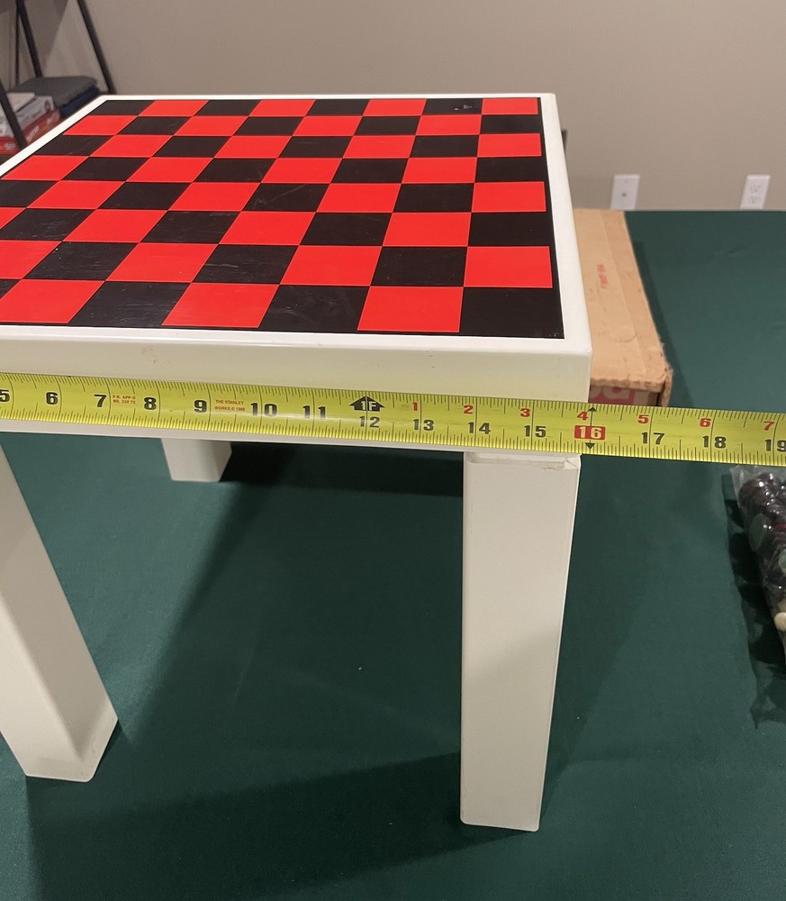 Vintage Parsons Plastic Chess/Checker Square Table With Pieces USA