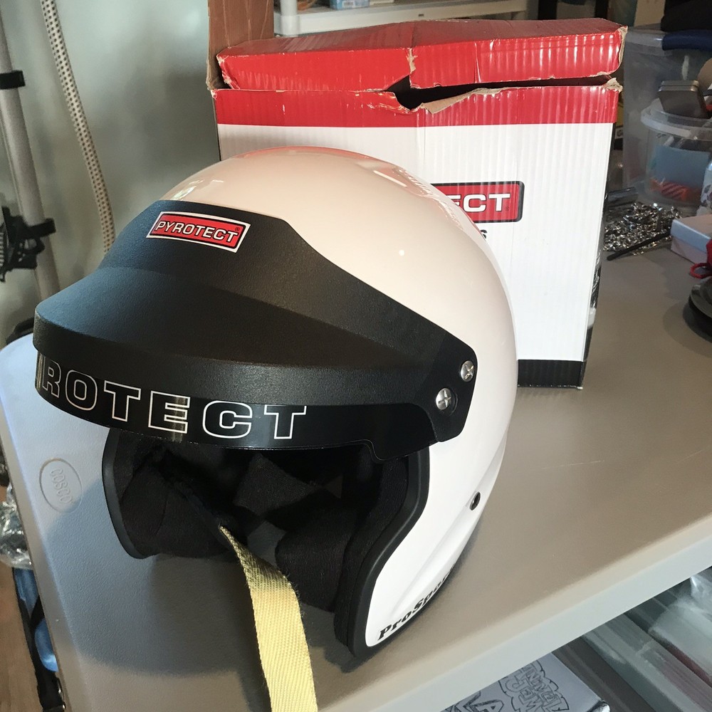 Pyrotect SA2015 Open Face Racing Helmet XS White Composite DOT w/ Box EUC