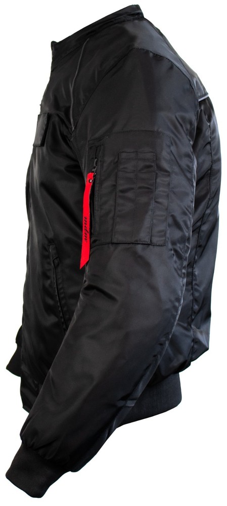 MDM Motorcycle Jacket Flight Bomber with Protectors Ventilation Black with Protector