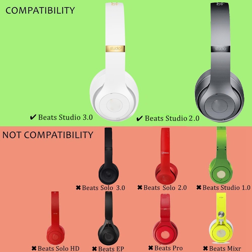 Replacement Ear Pads Cushions Compatible with Beats Studio 3.0/2.0, Grey