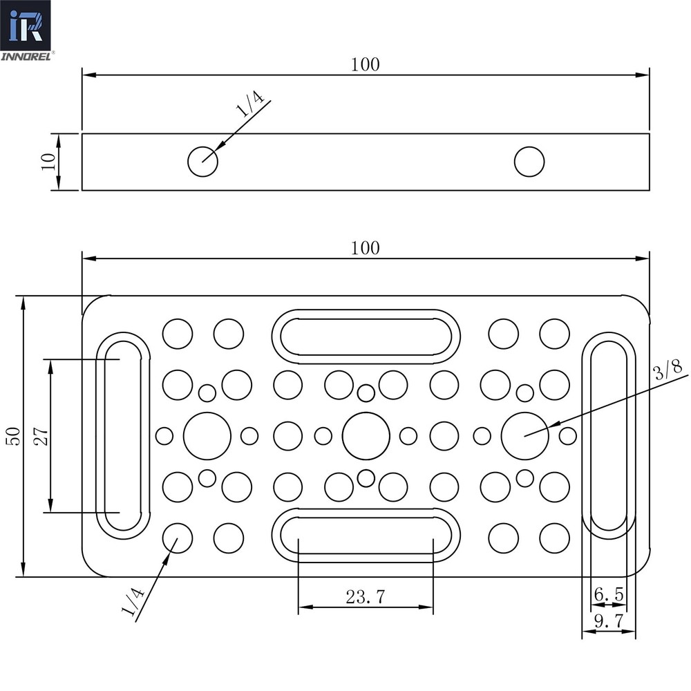 CP1005 2 PCS Multi-Functional Cheese Plate 1/4 3/8 Thread For Camera 10x5