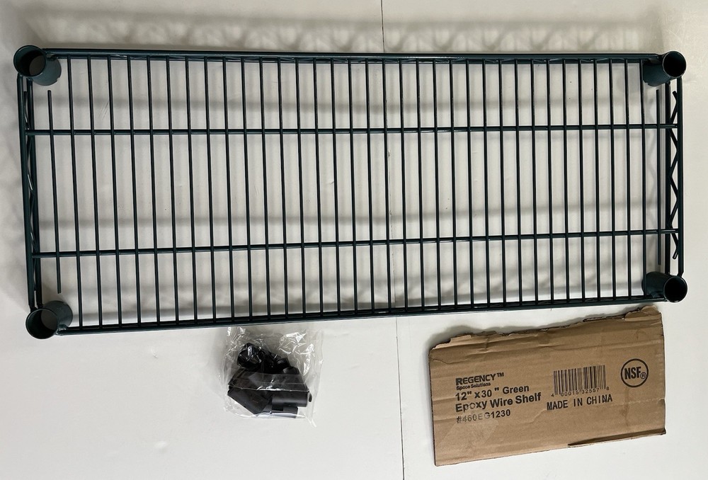 Single 12”x30” Green Epoxy Wire Shelf Regency + 4 Split Sleeves