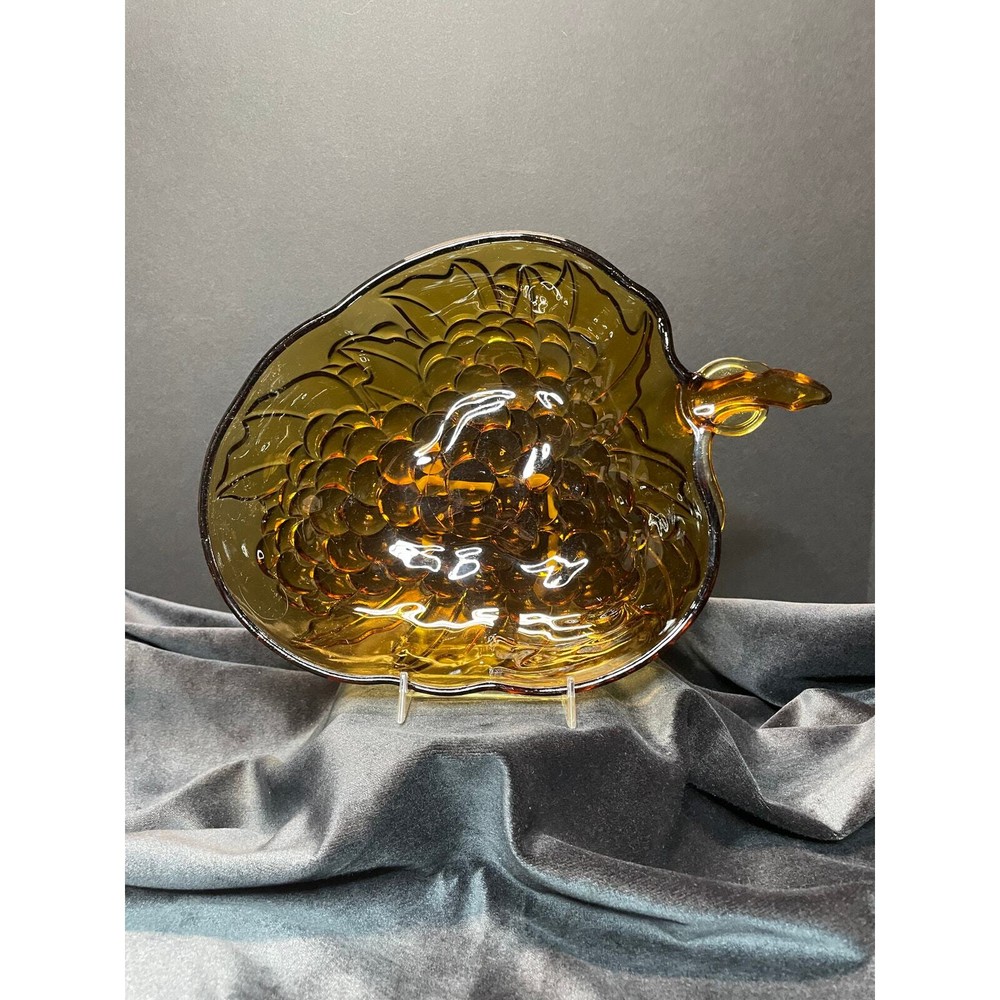 AMBER Blenko Glass grape shaped fruit/serving BOWL