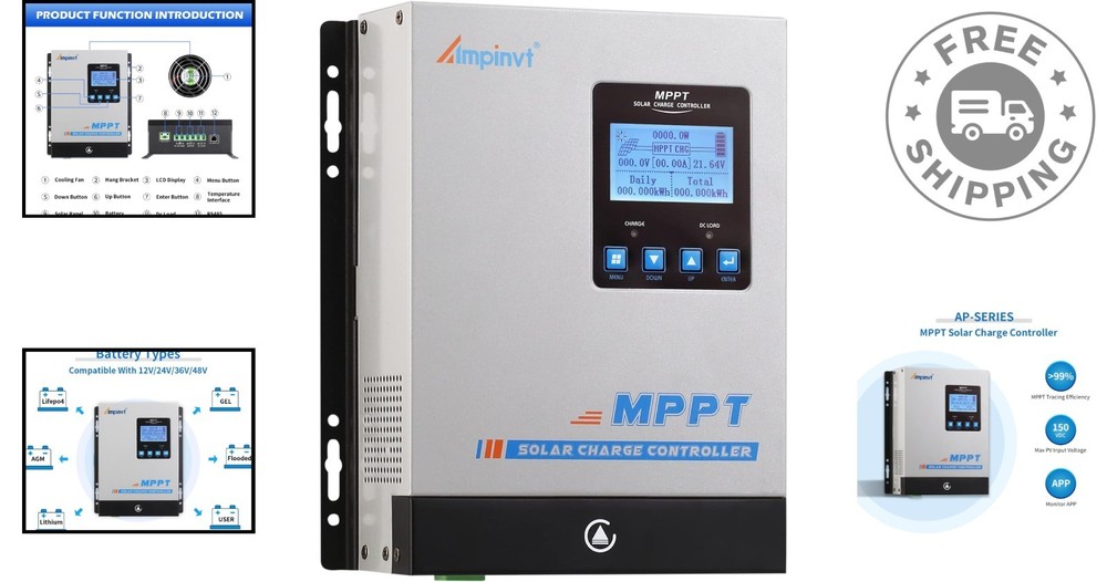 Smart 60A MPPT Solar Controller with Remote Monitoring & Multiple Protections