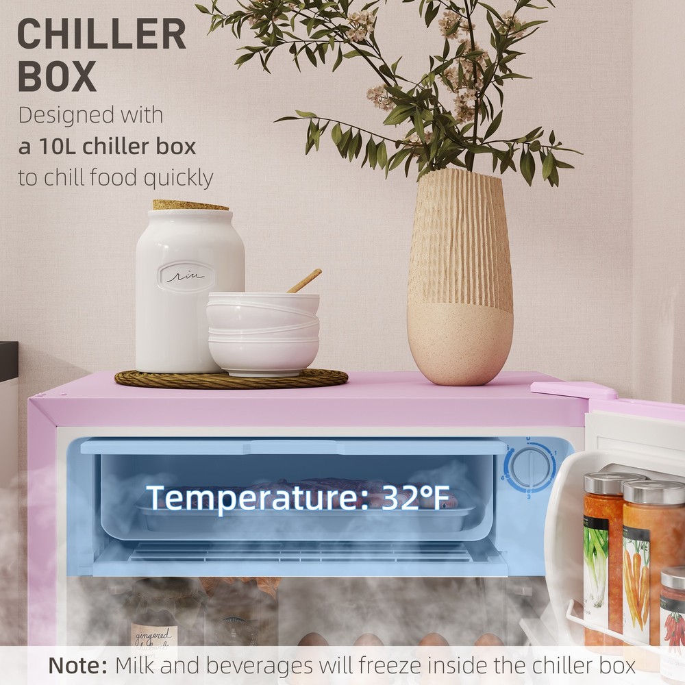 3.2 Cu.Ft Compact Refrigerator with Adjustable Thermostat, Pink
