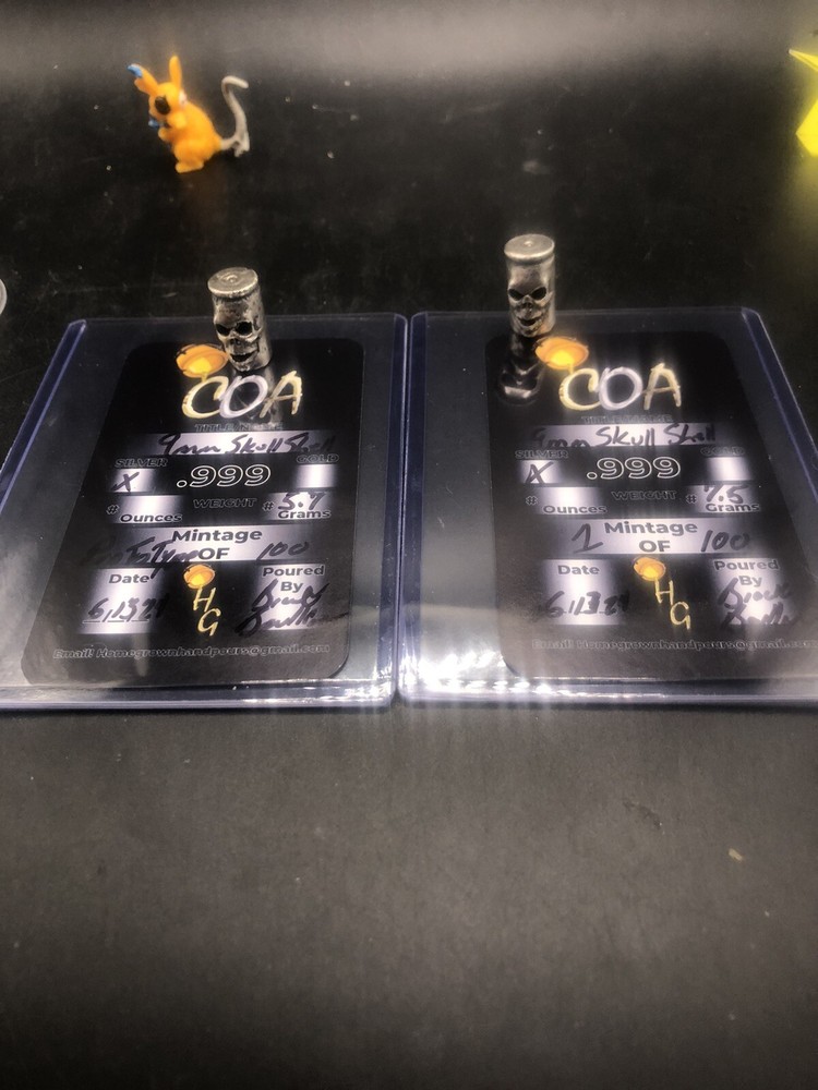 9mm Skull Shell Casing .999fs Silver Art