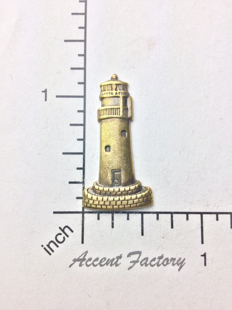 46183       4 Pc. Brass Oxidized  Lighthouse Jewelry Finding