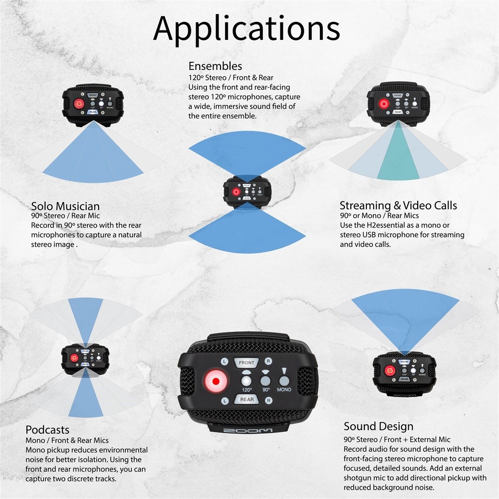 Zoom H2essential Multi-Mic Handy Recorder Bundle